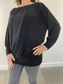 Shirt met elastische boord en vleermuis mouw travel zwart
