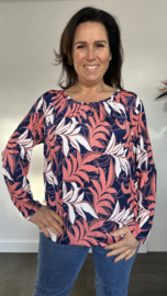 Ballon shirt met elastiek maria roze/ marine