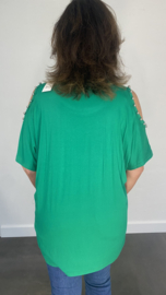 T-shirt vlinder met studs en open schouder groen