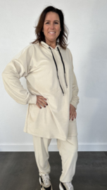 2-Delig velvet comfy pak met capuchon beige /ecru +SIZE SALE