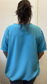 Top Maya korte mouw +SIZE turquoise blauw