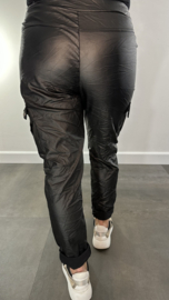 Lederlook worker joggjeans zwart