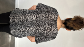 Ballon shirt met elastiek luipaard grijs