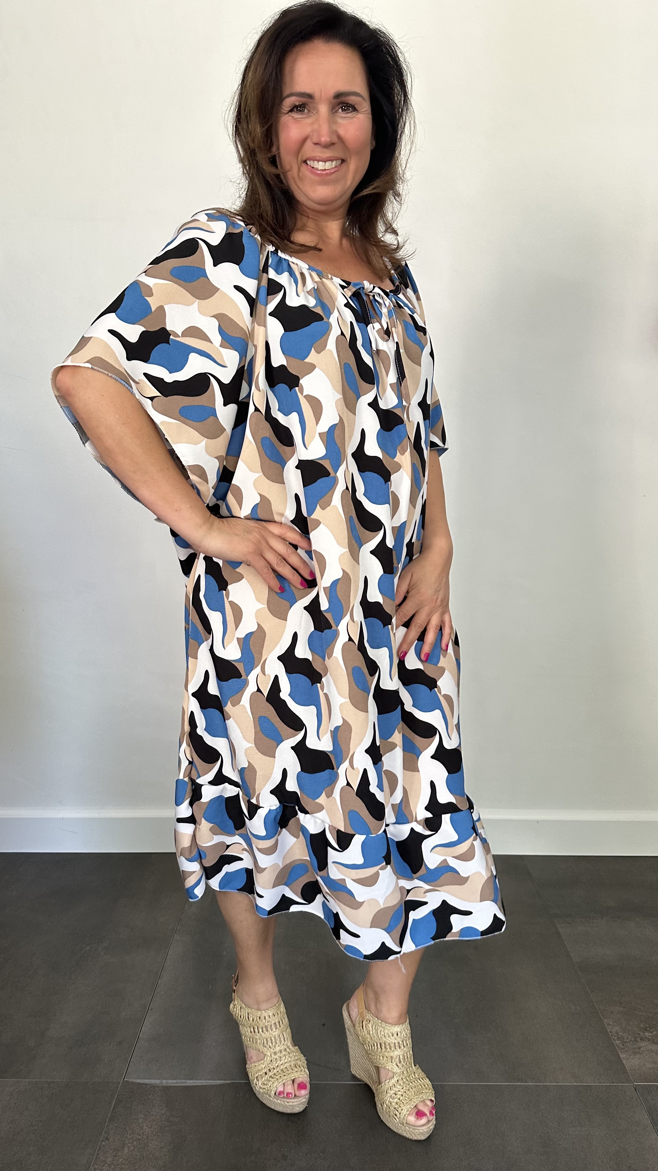 Jurk Rosita cammo +SIZE blauw
