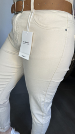 G-smack stretch jeans met riem Mom Fit Zand