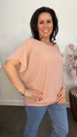 Blouse met boord korte mouw +SIZE oud roze