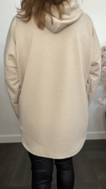 Sweater met capuchon/ glitter hart Zand