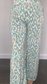 Broek met wijde pijp panter mint SALE