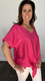 Top met gehaakt detail op de rug fuchsia