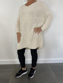Grof gebreide oversized trui beige