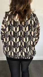 Blouse met boord tracks zwart