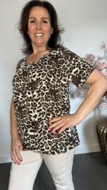 Ballon shirt met elastiek Luipaard zwart/ bruin