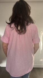 Geborduurde blouse Belle roze