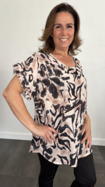Panter shirt met ruche zwart