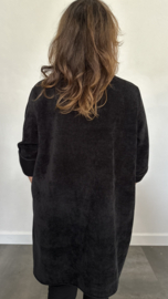 Velvet rib blouse zwart