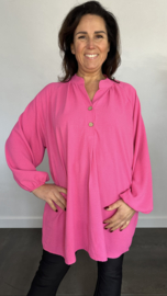 Tuniek met knoopjes crepe +SIZE fuchsia
