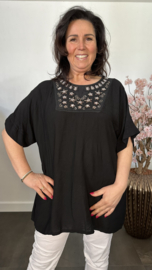 Top Esther met glitter Zwart
