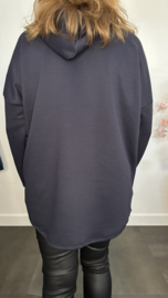 Sweater met capuchon/ glitter hart Marine