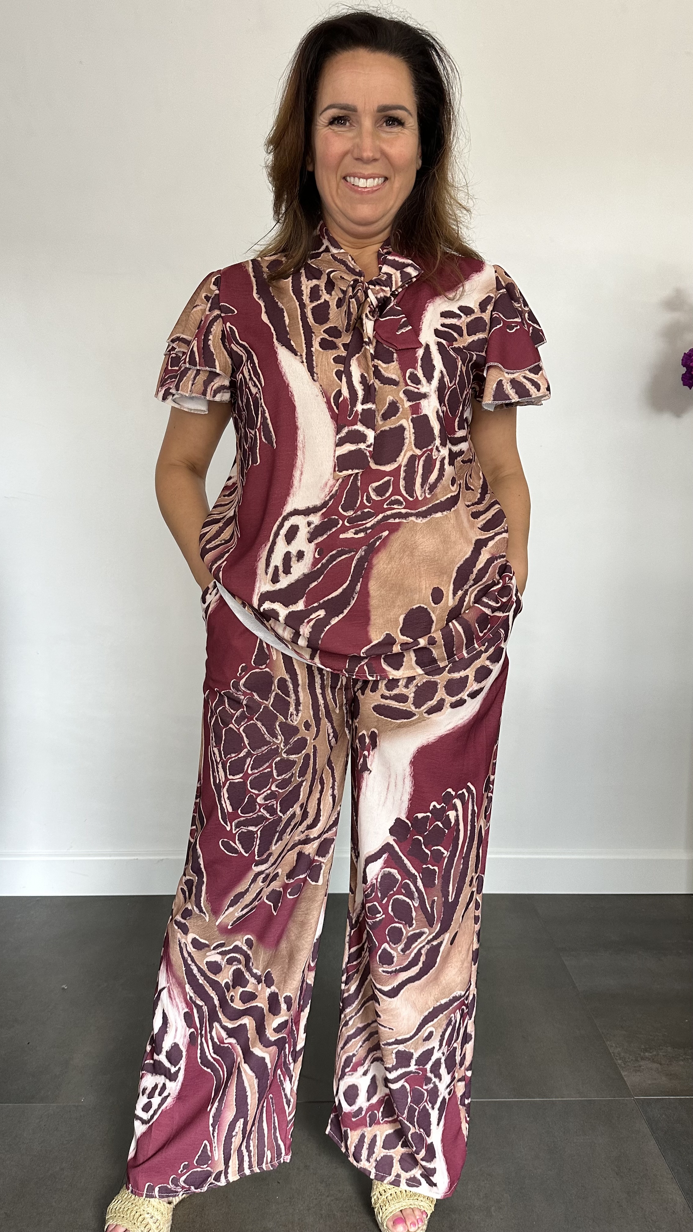 2-Delige set Morena met strik bordeaux SALE