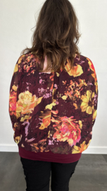 Blouse met boord bloemen bordeaux