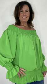 Blouse met gesmokte band Sanne appeltjes groen