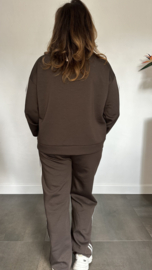 Comfy pak met dubbele bies donker bruin