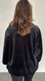 Velvet top Bianca +SIZE zwart