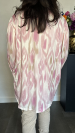 Soft shirt met v-hals en pofmouw Aztec Roze