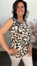 Ballon top Panter ecru/bruin/zwart