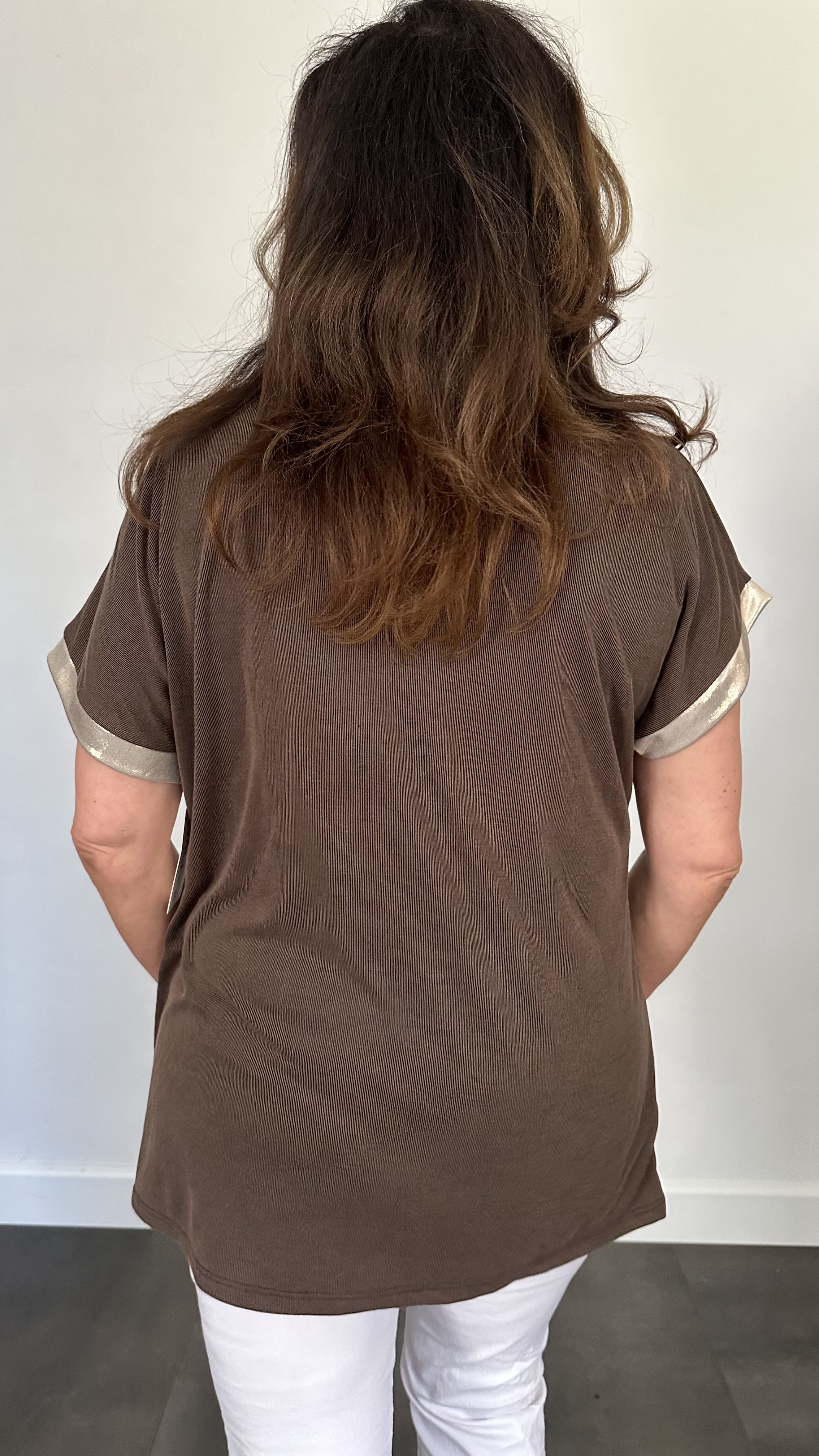 Shirt Milou goud/ d. bruin