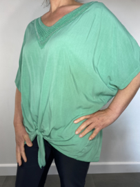 Blouse met knoop bling groen SALE