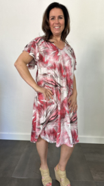 Stretch jurk Gold waves pink