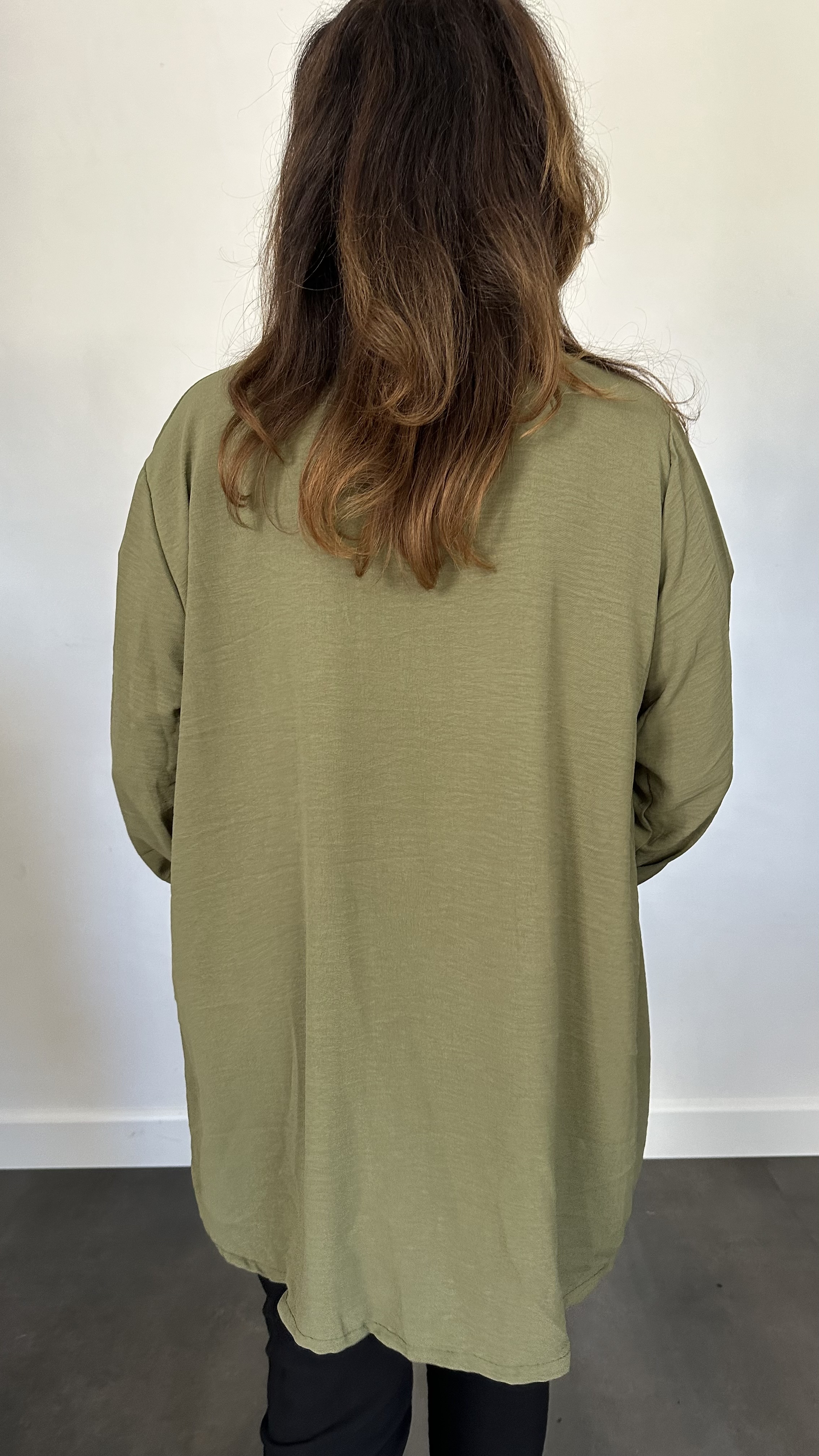 Crepe vest met sjaalkraag Army