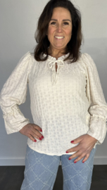 Top Laila met ruche beige/zand