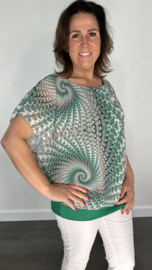 Blouse met boord pauw groen