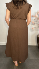 Lange Crinkle jurk bruin