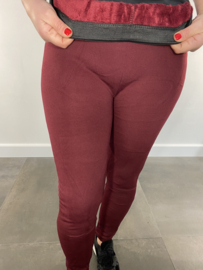 Legging met fleece gevoerd bordeaux