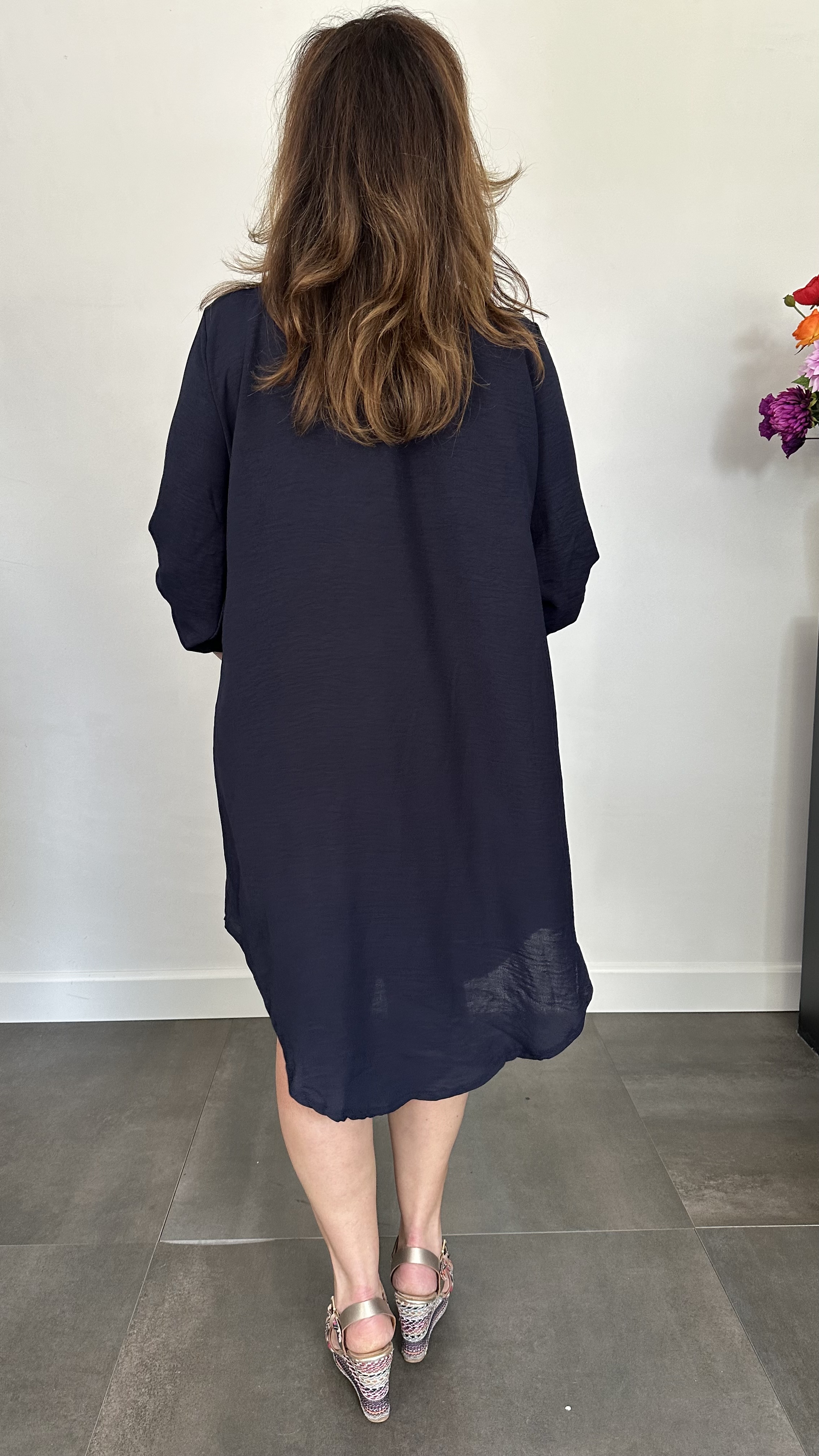 Blouse/ jurk crepe marine