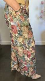 Palazzo broek met bloemen Army (donker)
