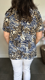Ballon shirt met elastiek Animal mix marine /zand