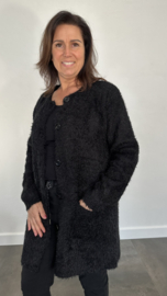 Fluffy vest met knoopsluiting zwart