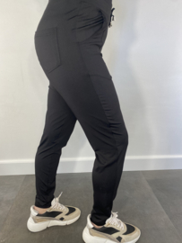 Travel broek met koord zwart