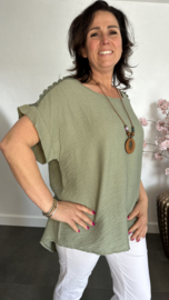 Shirt Nora kant +ketting Army