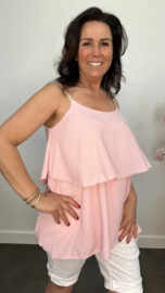 2-Laags top gevlochten schouderbandjes Roze