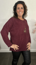 Velvet trui Molly + Ketting Bordeaux
