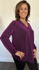Top "glitter zipp" sparkle lines magenta