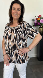 Ballon shirt met elastiek zigzag zwart (+size)