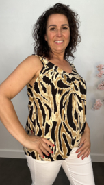 Ballon top met V-hals Wild tiger camel
