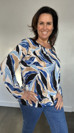 Ballon shirt met elastiek olga blauw