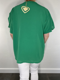 Blouse met ruche korte mouw groen